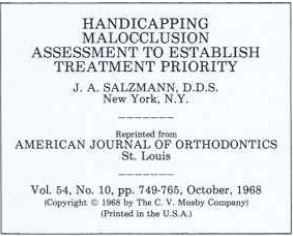 The Salzmann Malocclusion Scoring Index